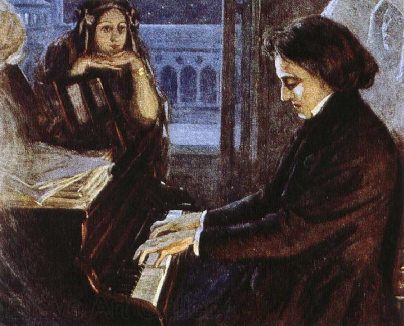 oscar wilde an artist s impression of chopin at the piano composing his preludes Spain oil painting art
